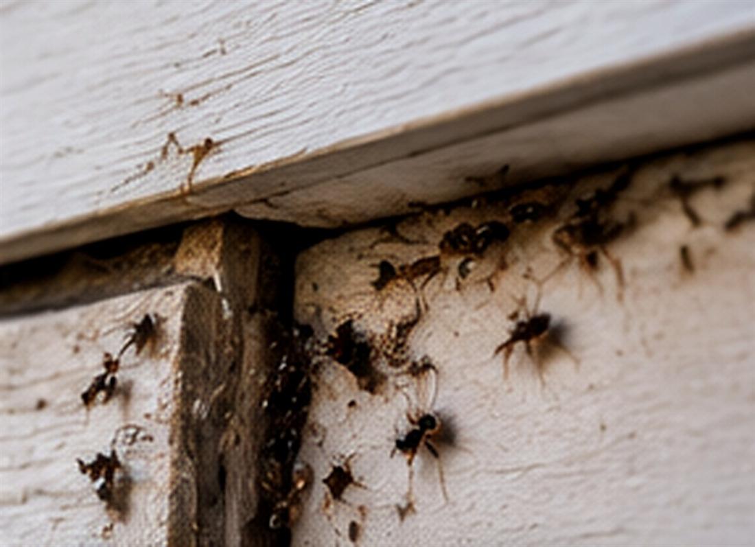 Illustration : insectes qui passent dans une fissure