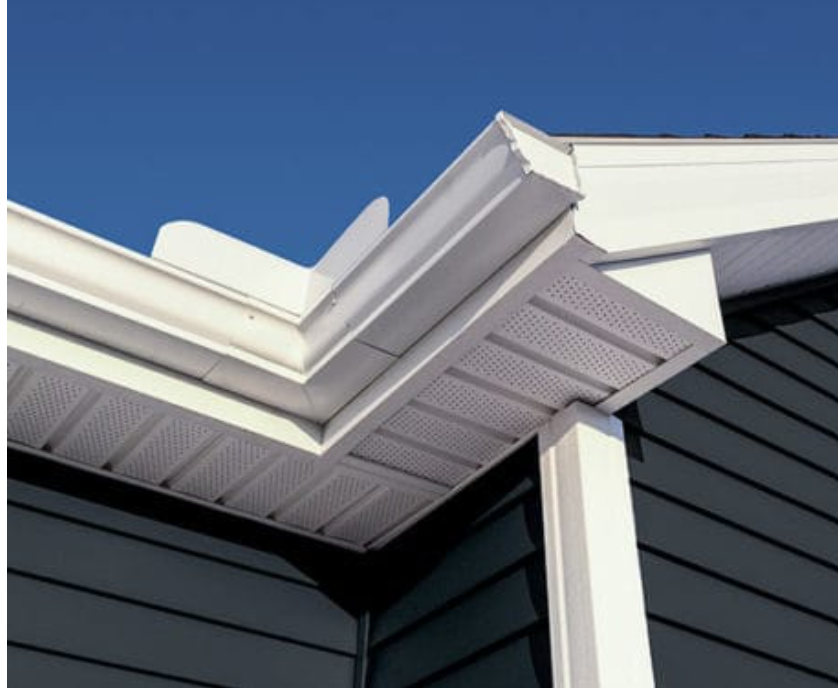 Soffite et fascia en aluminium blanc ventilé